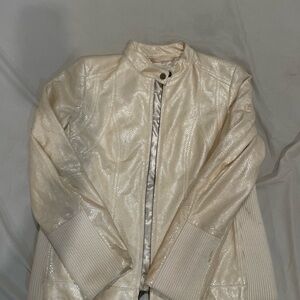 Chico's Shimmering Cream Bomber Jacket